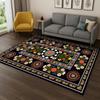 Alfombra Turca Bohemia Persa Geométrica de Flores para Hogar Dormitorio Sala de Estar Sofá Decoración Felpudo, Alfombra de Piso Antideslizante para Juego