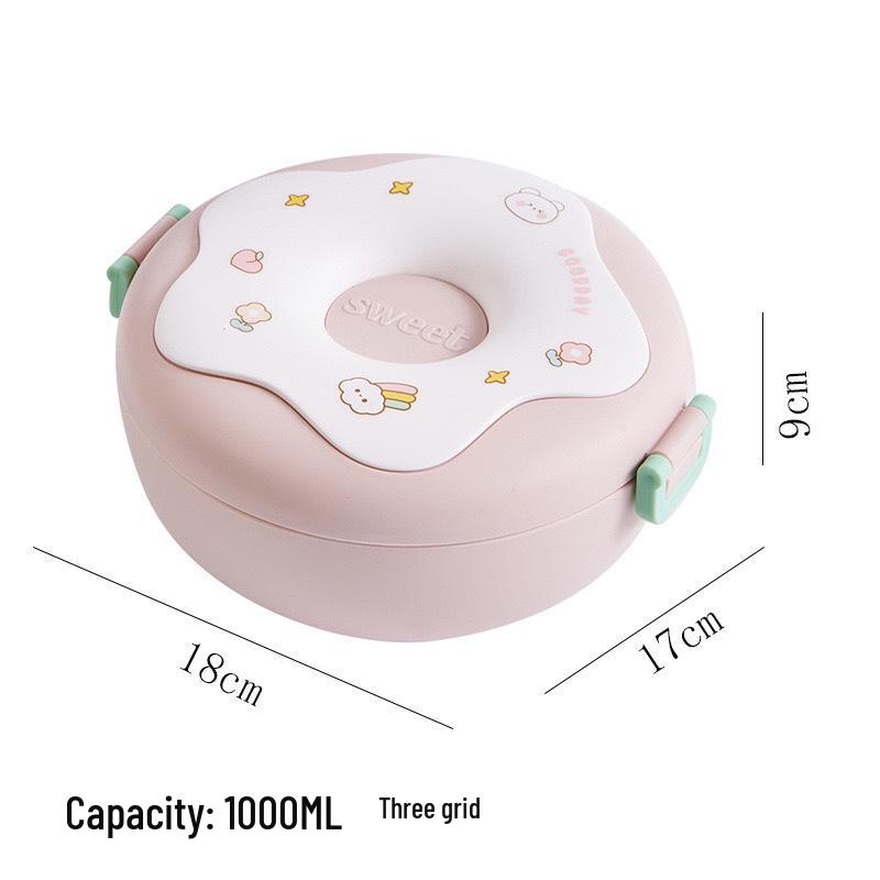 Donut Bento Box: Multi-Compartment, Microwaveable Lunch Box for Office Workers & Students
