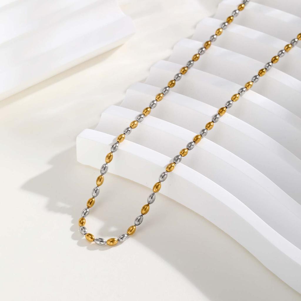 Classic Olive Bead Chain Necklace for Women,Minimalist Stainless Steel Necklaces,Trendy Jewelry Gift