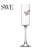 3D Butterfly Decoration Wine Glass Champagne Flutes with Pink Faux Crystal Wedding Party Anniversary Glasses