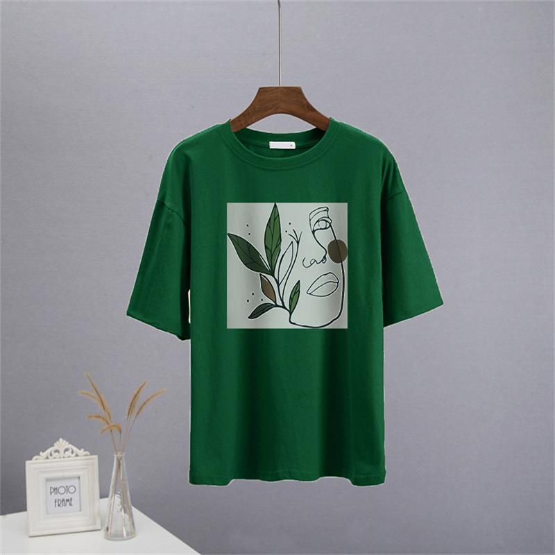 Shellsuning Abstract Character Graphic T Shirts Women Summer Soft Cotton Short Sleeve Tees Female Harajuku Chic Streetwear Tops