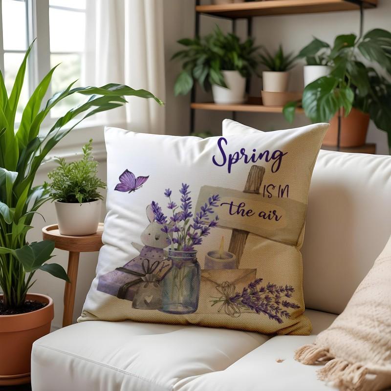 

Spring Linen Throw Pillow Cover Garland Truck Print Sofa Cushion Cover Combination Bedroom Cushion Cover 45*45cm