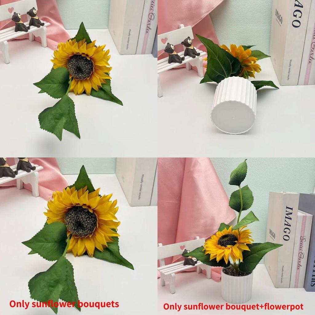 Sunflower Artificial Plant With Rain Flower Stones For Home Decor And Wedding Centerpieces