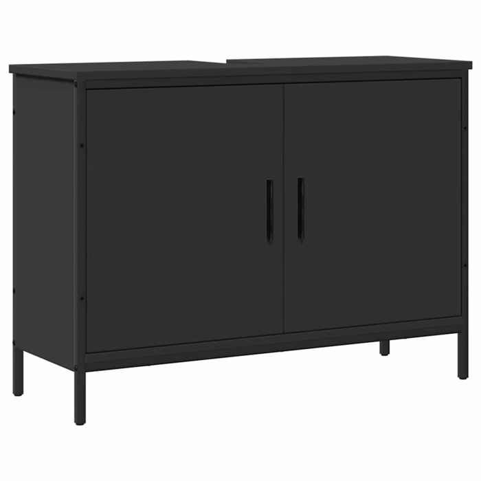 VidaXL Bathroom Vanity Cabinet, Sink Unit with Storage, Toilet Under-Sink Cabinet, Modern, Black Wood 842451