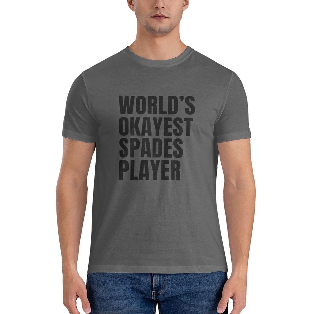 World S Okayest Spades Player Black Trendy Tshirt Sweetcool Girlish Feeling Double Edging Basic Tee