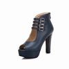 Summer New Womens Ankle Boots Sandals High Quality PU Leather Buckle Strap Zip Stiletto Heels Plus Size 35-46Shoes