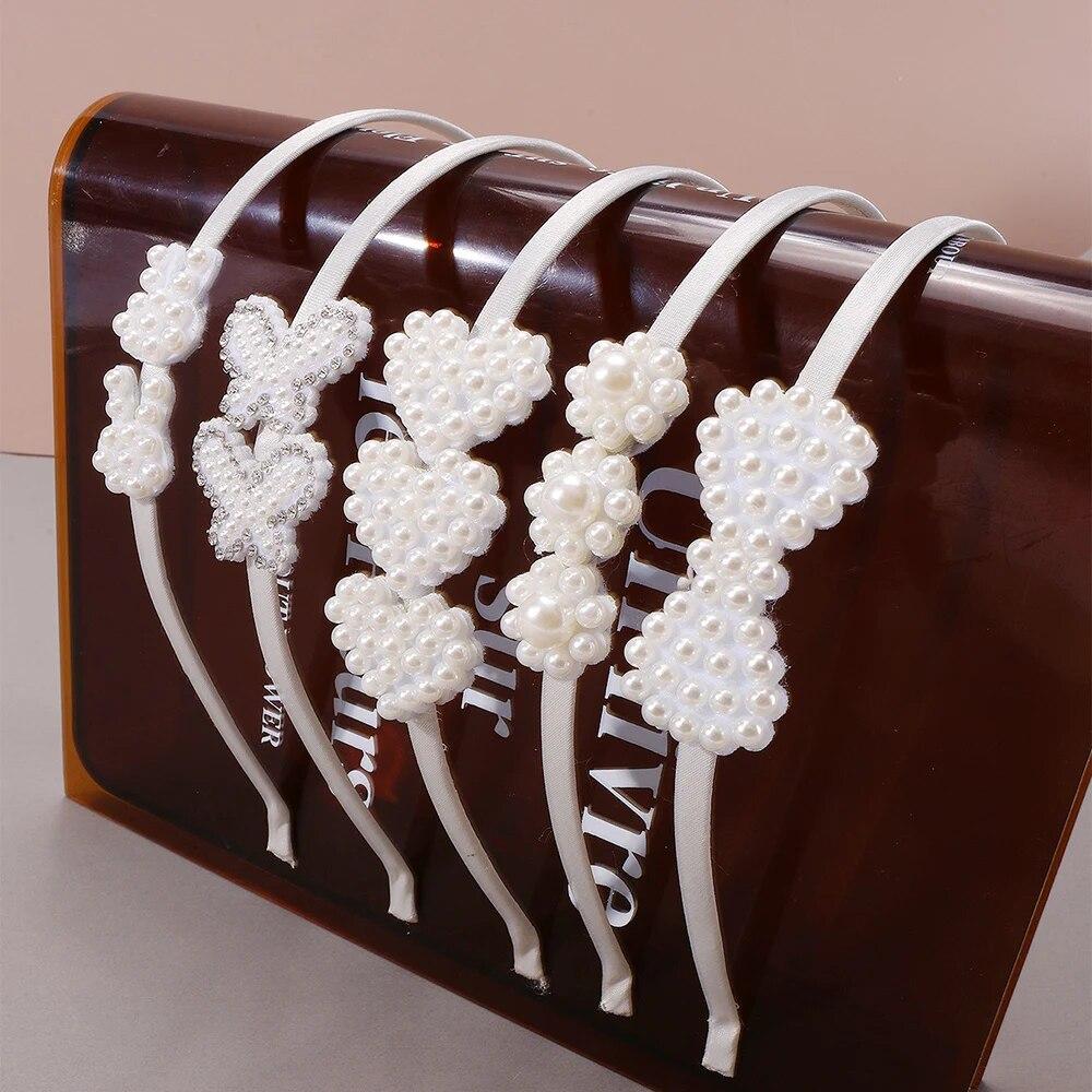

5pc Pearl Embellished Girls Headbands Hair Bands for Girls Kids Headwear Hair Accessories Set Ideal Gift for Girls
