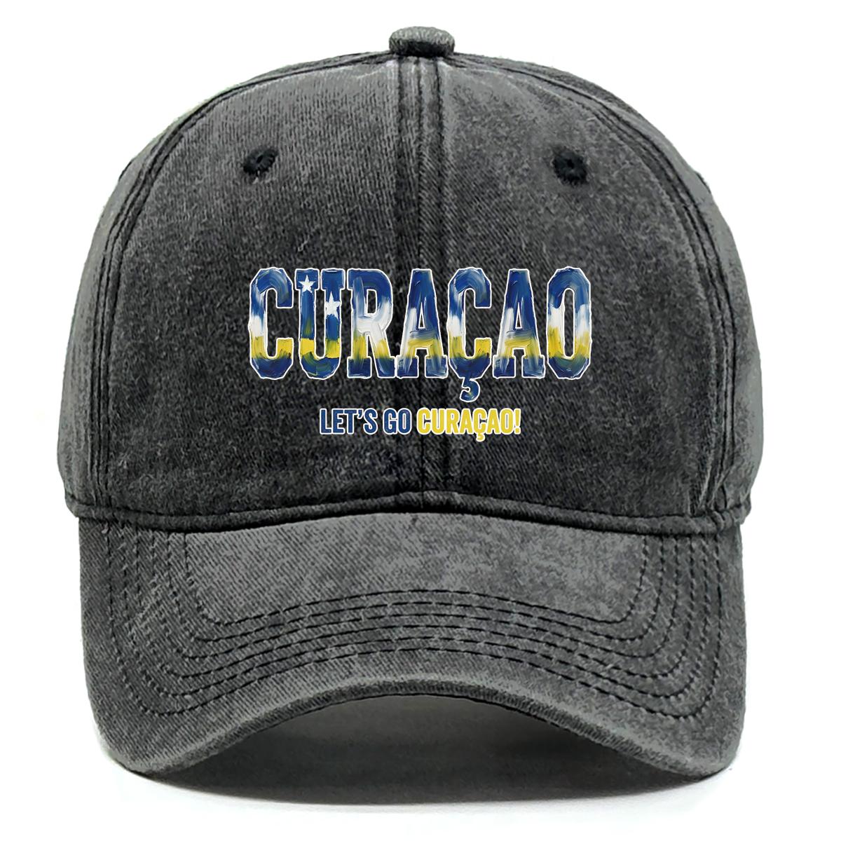 

Snapback Baseball Cap With CURACAO LETS S GO CURACAO Flag Printed , Adjustable Baseball Hat Retro Sporting Vintage Casual Dad Hat as the picture чёрный