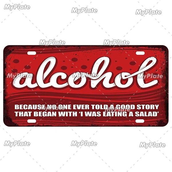 Drinking Beer Licenses Plate Garage Plaque Metal Tin Sign Decorative Car Plate For Living Room Door Club Garage Wall Decoration