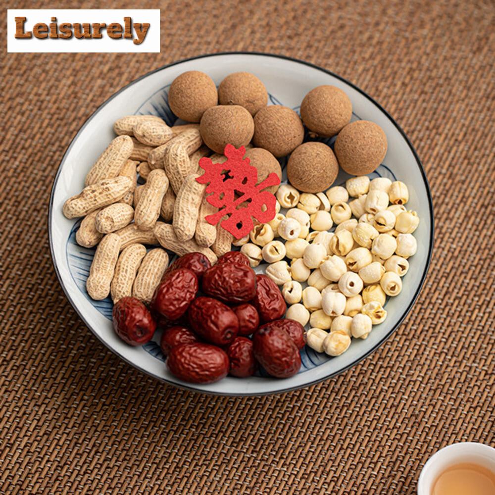 Antique Blue and White Round Rhyme Pot Bearing Holder Fruit Snack Pastry Plate Household Dessert Candy Dish Food Storage Tray