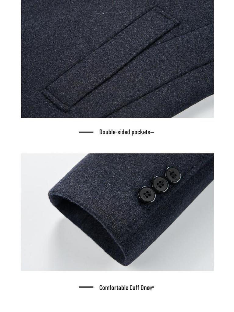 Men's Winter Wool Coat with Mink Fur Collar and Down Liner