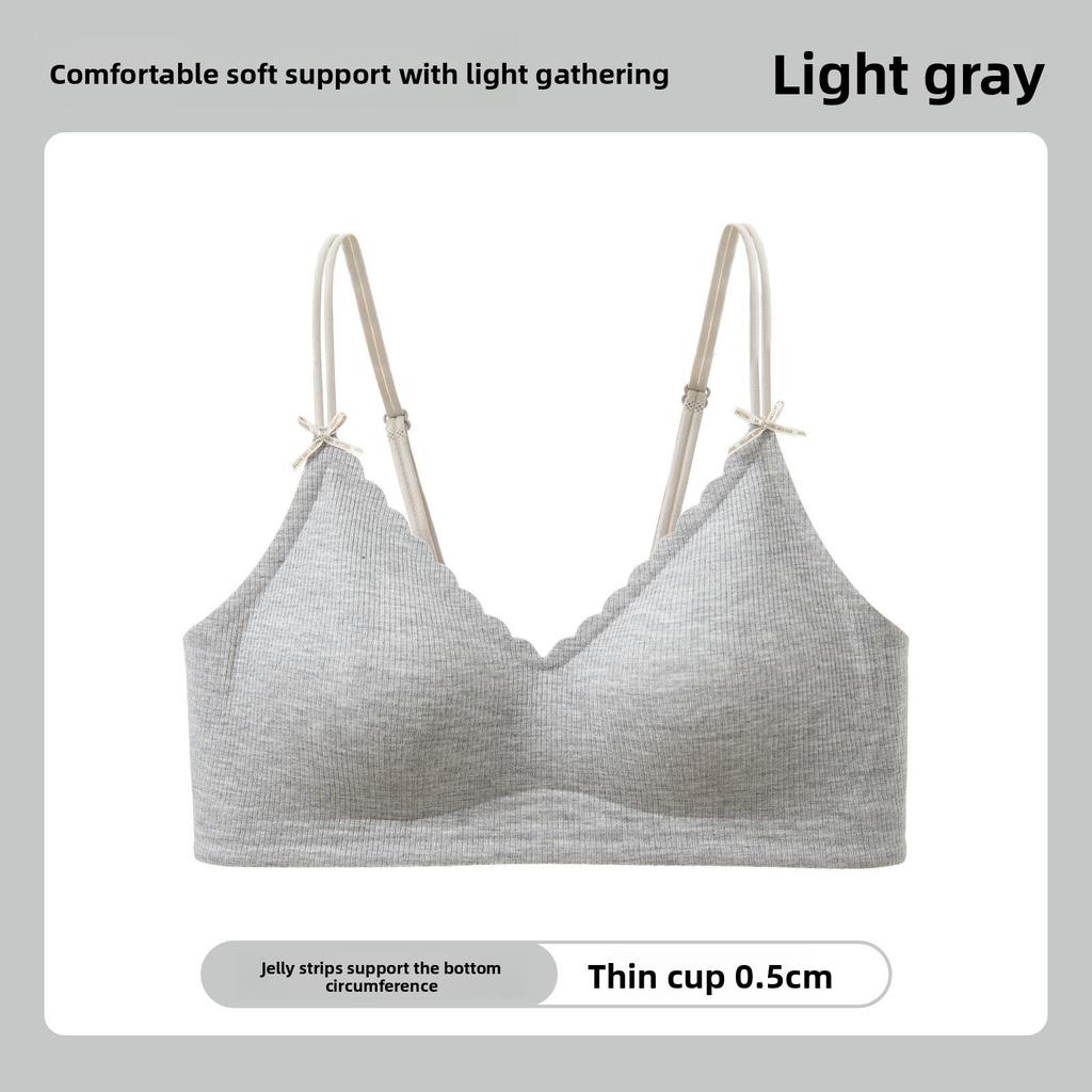 Sexy Off-Shoulder Jelly Strip Soft Support Bra, Small Bust Push Up Side Gathering Seamless Wireless Bra