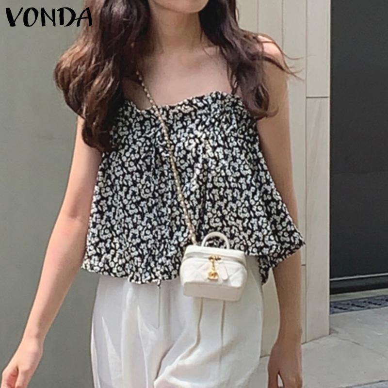 

VONDA женские летние свободные топы на подтяжках с цветочным принтом
