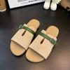 Sommer Mode Mattes Leder Retro Ein-Wort-Schlappe Damen Xia Ping Absatz Schnalle Außen Tragen Strand Coole Hausschuhe Damen