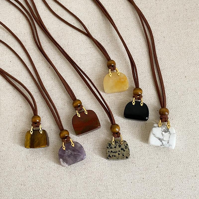 Women's Tiger's Eye Stone Pendant Necklace - Autumn/Winter Fashion Choker & Sweater Chain