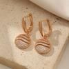 1 Pair Luxurious Round Dangle Earrings for Women Cubic Zirconia Earring Jewelry Wedding Party Accessories