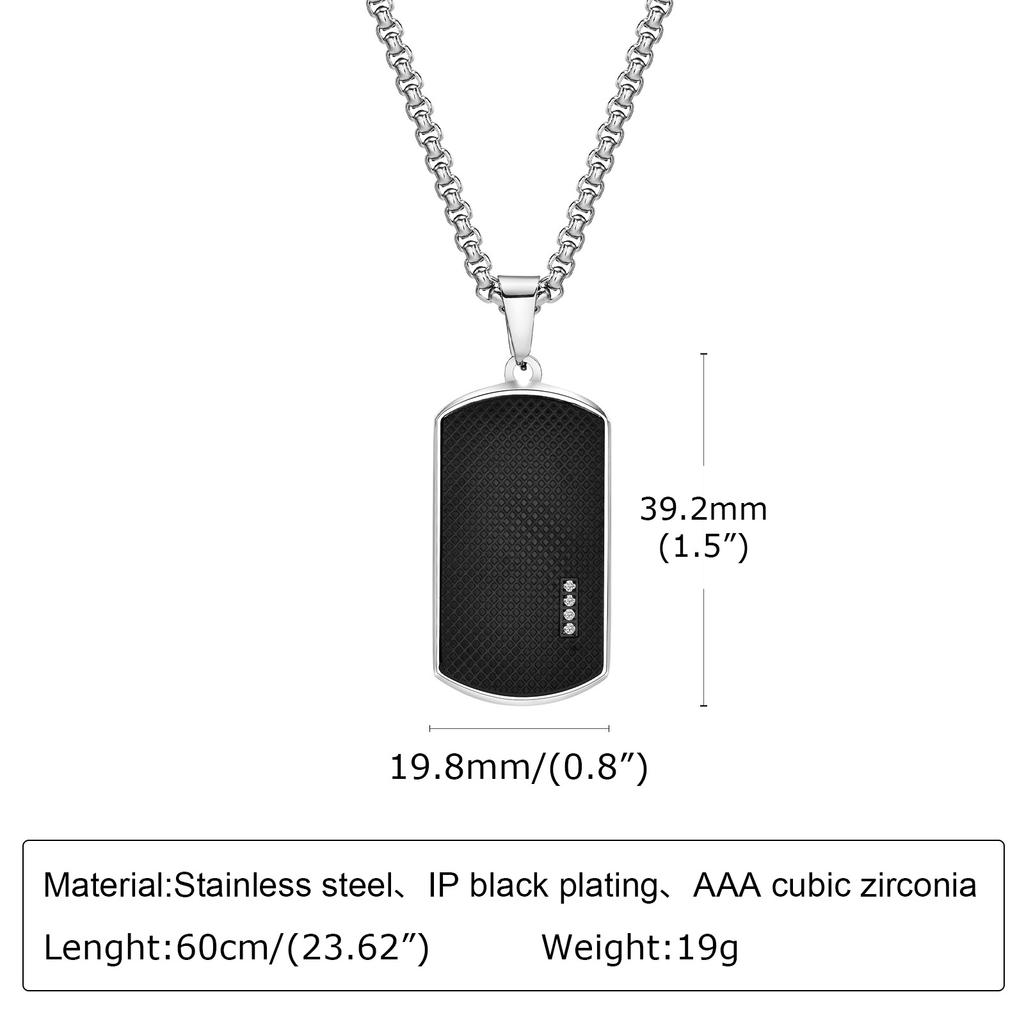 Men's Stylish Dog Tag Pendant Necklace, Stainless Steel Geometric Dog Tag Necklace, Fashion Casual Jewelry Gifts for Father Day