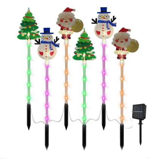 Solarne Lampki Świąteczne do Wbijania Święty Mikołaj Dekoracja Trawnika na Podwórko Wodoodporne Zewnętrzne Lampki Ścieżkowe Świąteczne Łatwa Instalacja Oświetlenie Pęknięć Ściany Ogrodowej