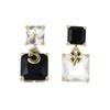 Elegant Asymmetrical Drop & Square Stud Earrings: Light Luxury Fashion for Women