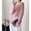 Spring new simple and light hollow casual versatile knitted sweater women's loose lazy long-sleeved top