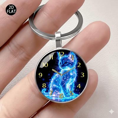 International Kitten Clock Pattern Keychain Pendant for Festival Decoration
