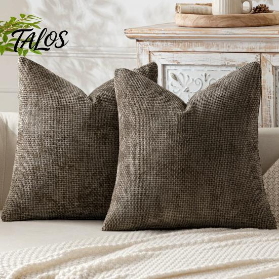 Textured Fabric Throw Covers Weave Texture Cushion Case, Chenille Pillow Cover, Solid Color Cover Elegant Bedroom Shams with Zipper for Living