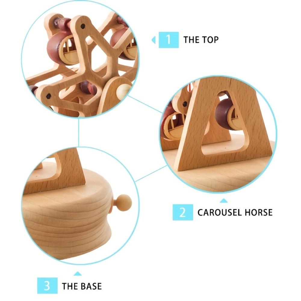 Contemporary Style, Handcrafted Beechwood Music Box with Round Base ,Wind Up Mechanical Movement, No Electricity Needed, Intricate Star Shaped Design,