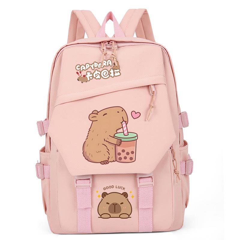 New Kapibara cute emoji print college light style primary and secondary school students spine bag