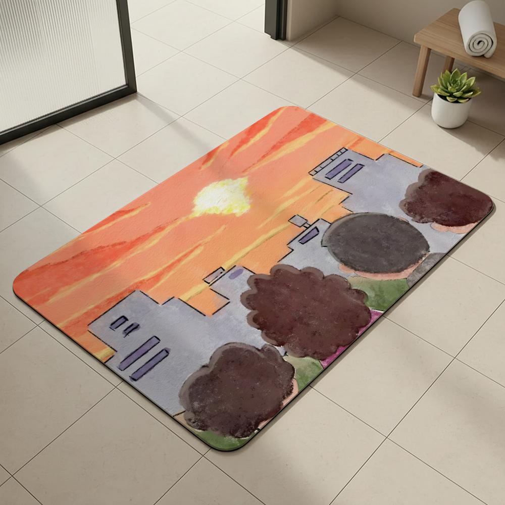 Anime A-Atashin'chi Floor Mat Diatomite Bath Mat, Quick Dry, Absorbent, Multi-Scene Mat
