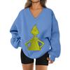 Women's Loose And Comfortable Letter V-neck Sportswear Long-sleeved Sweatshirt Daily Matching Clothes