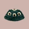 Fashion Rabbit Fur Patchwork Knit Bucket Hat Women Warm Fall Winter Large Head Size Face Slimming