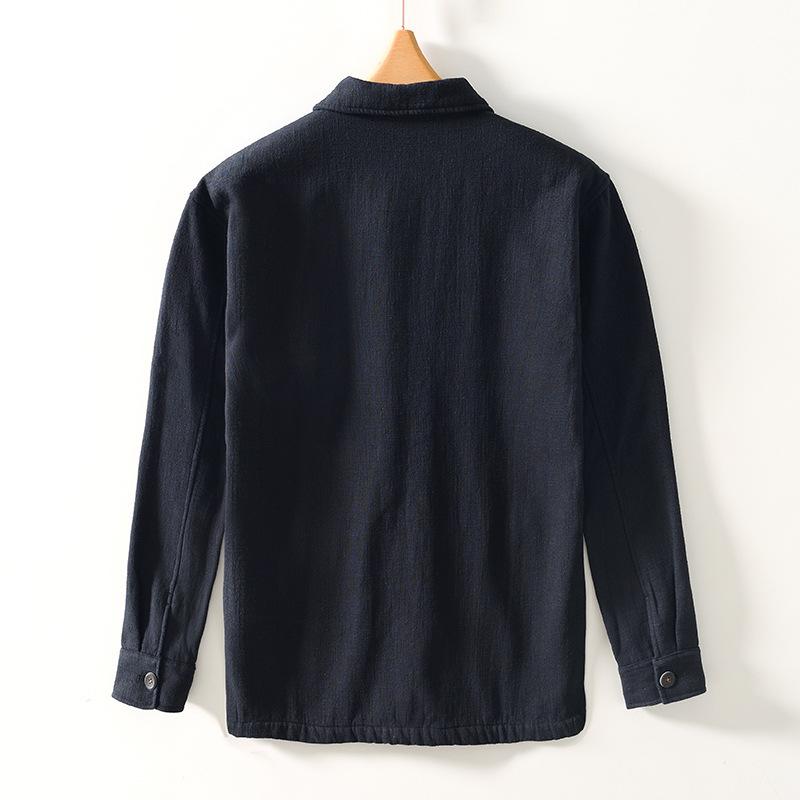 Chinese Style Winter Jacket Men Ramie Cotton Fleece Coat Daily Casual Keep Warm Button Jacket Traditional Men Clothing