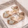 Sandali Aperti con Fiocco di Cristallo da Bambina - Scarpe da Principessa Estate 2025 con Suole Morbide per Esibizioni