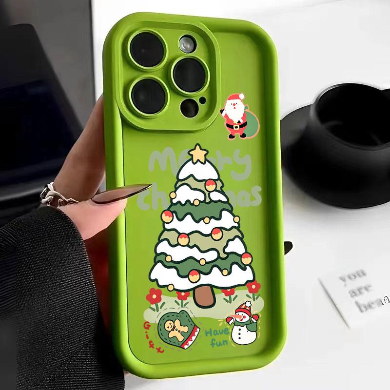 Christmas Tree Printed Phone Case For iPhone 16 15 14 13 12 11 Pro Max X XR XS Max SE2 8 7Plus ShockProof Silicone Back Cover