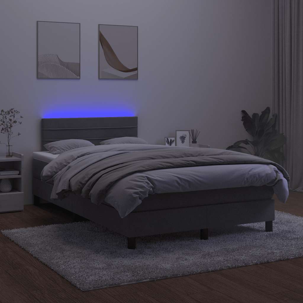 Vidaxl Letto Continentale Con Materasso E LED, Grigio Scuro, 120X190 Cm