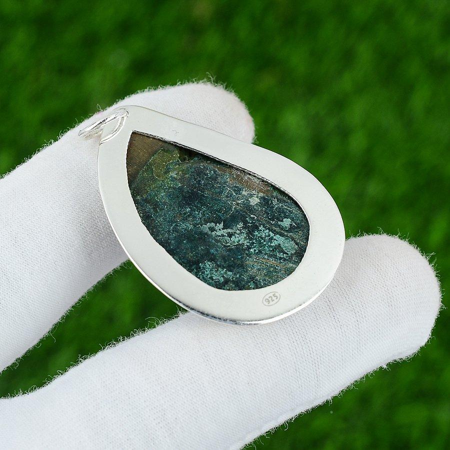 Natural Tibetan Turquoise Gemstone Jewelry 925 Sterling Silver Pendant For Women