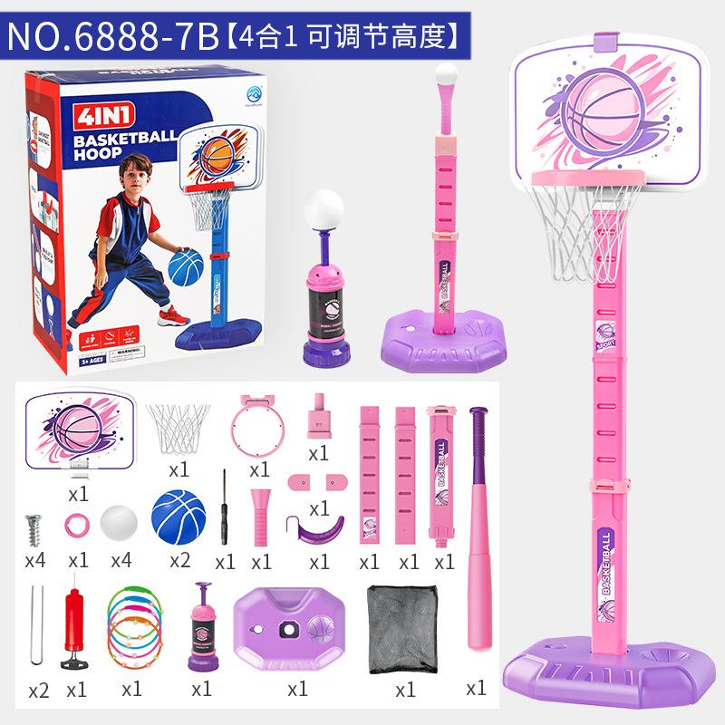 

Регулируемая баскетбольная стойка Детская комнатная вертикальная интерактивная игра для родителей и детей Подъемная спортивная досуговая баскетбольная рама розовый