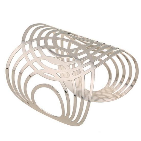 Hot Fashion Unisex Geometric Hollow Out Gold Silver Bangle Punk Cuff Warped Bracelet