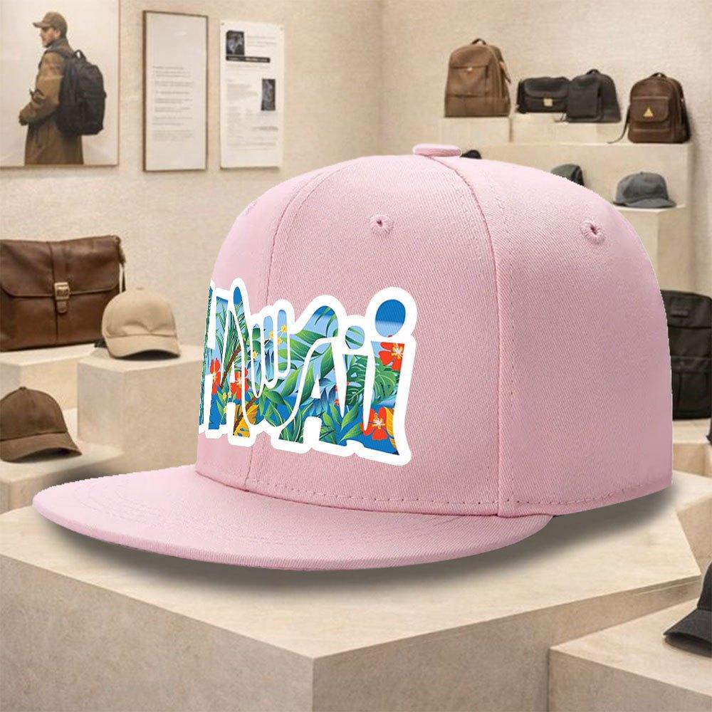 Summer Aloha Hawaii Shaka Sign Print Flat Brim Baseball Cap Trendy Street Style Polyester Adult Hip Hop Hat