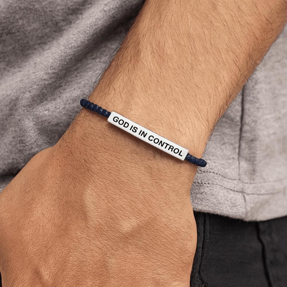 Dehnbares GOD IS IN CONTROL Schlaucharmband Seil Inspirierende Armbänder für Damen Herren