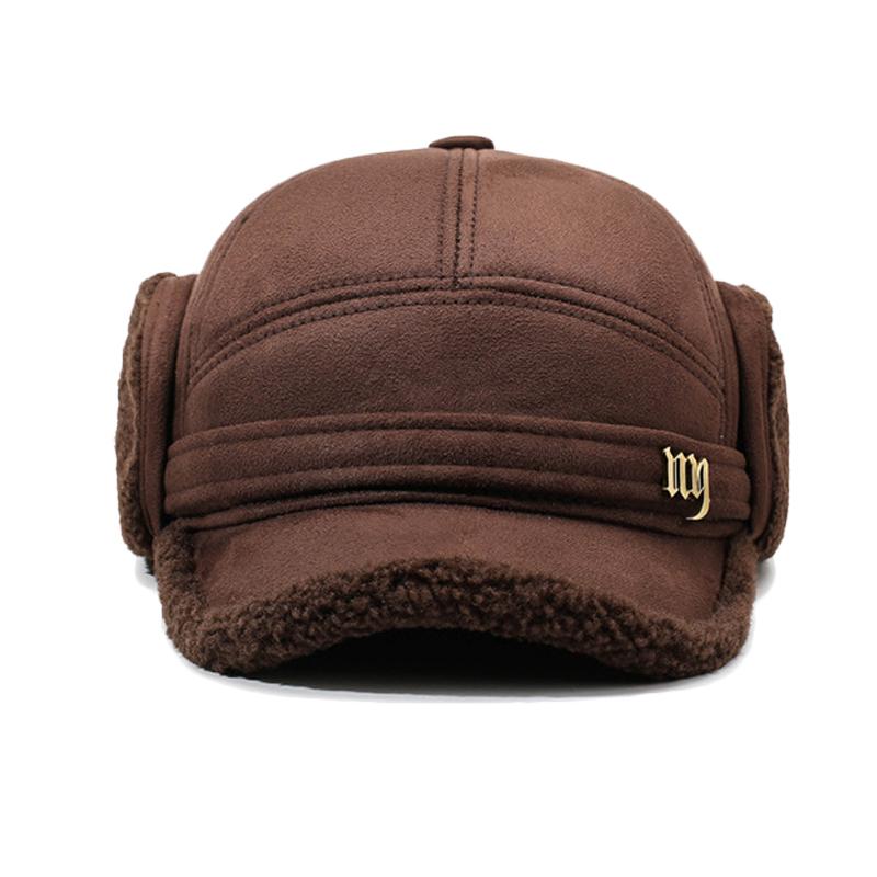 Autumn Winter Woolen Baseball Cap Outdoor Velvet Thick Cap Middle-Aged Men's Warm Ear Protection Bomber Hat