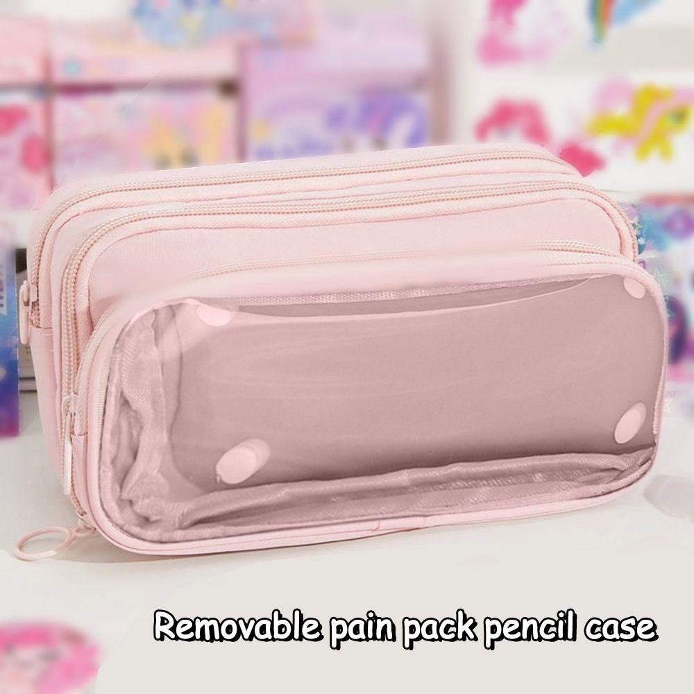 With Zipper Transparent Pencil Case Large Capacity Pencil Bag Cute Stationery Box Student