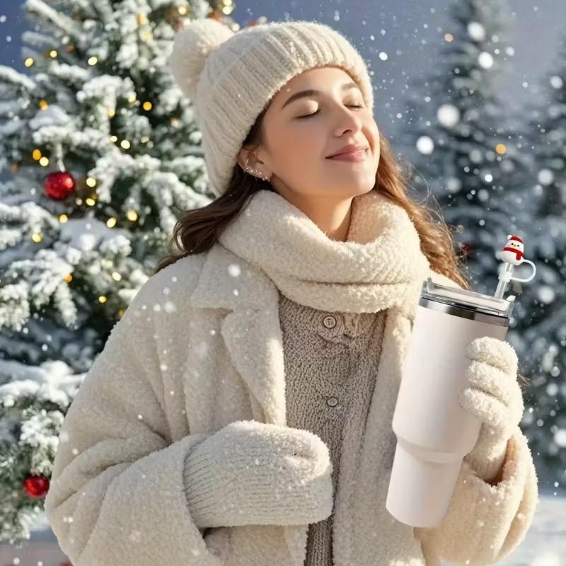 1-100PCSChristmasStraw DustCap 10mm Glass Straw Stopper Universal Water Bottle Reusable Cup Cover Accessories Holiday Party Gift