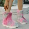 Damen Florale Fleece Mittelhohe Schneestiefel, Plüsch Warme Winterschuhe, Große Größen Herbstschuhe
