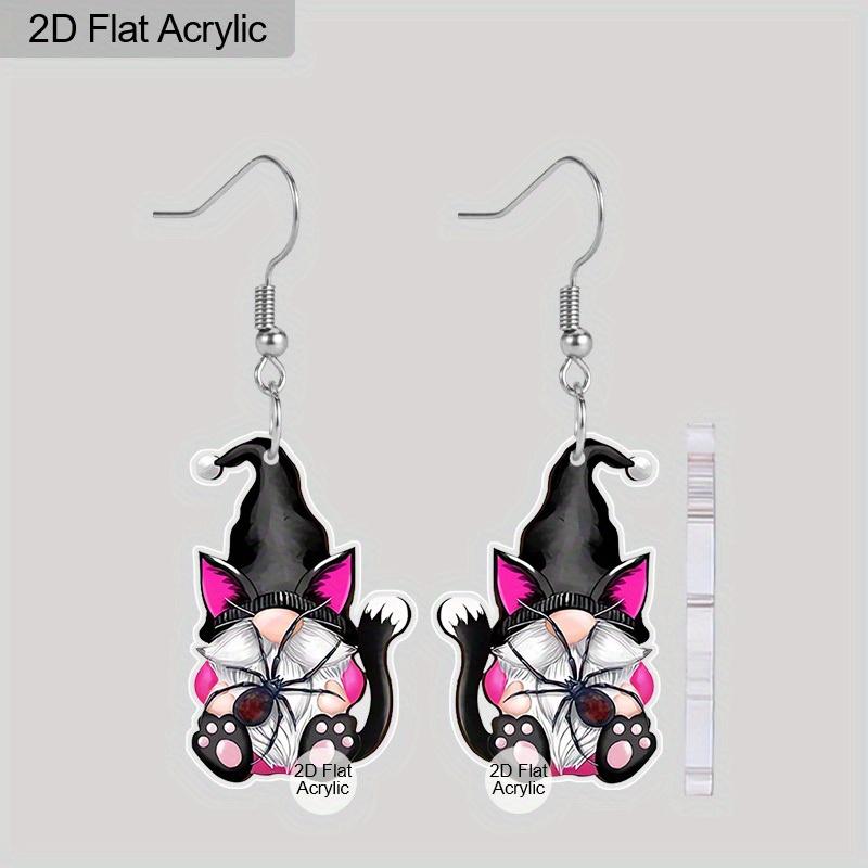 2D Flat Halloween Earrings  Acrylic Black Cat Dwarf Dangle Earrings Women's  Party Accessories Halloween Costume Accessories Jewelry Accessories