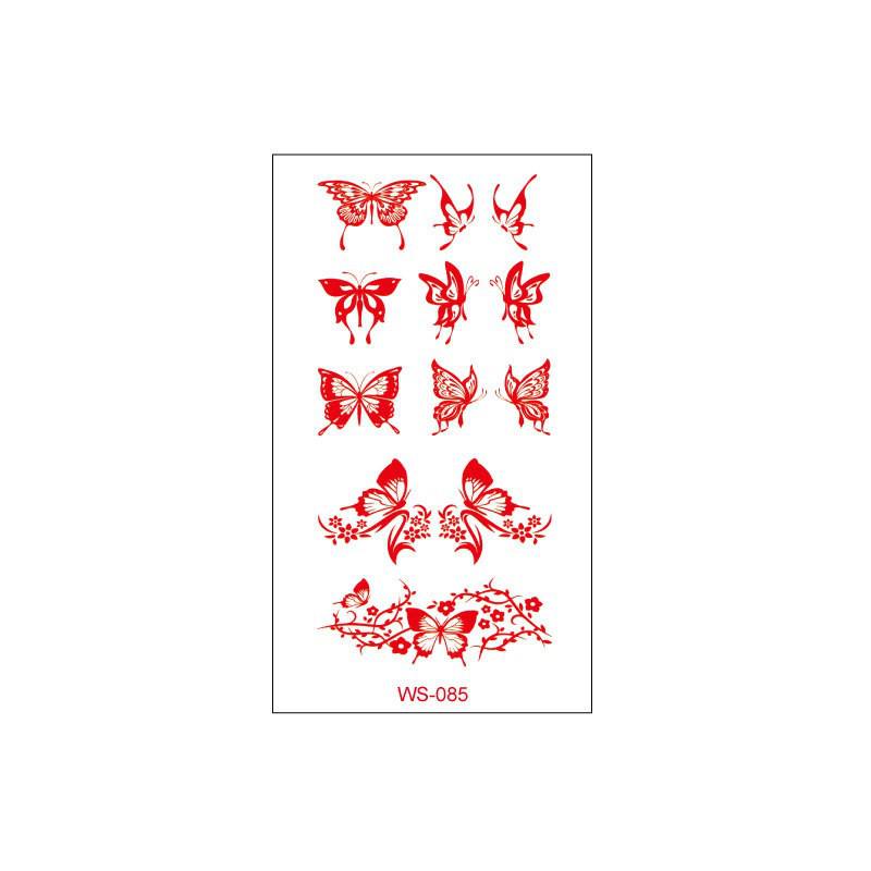 Waterproof Floral Forehead Tattoo Sticker for Women & Children - Ancient Costume Fairy Hanfu & Bride Red Stickers