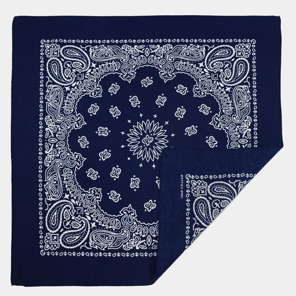 kakatrend bandana paisley 100% cotton navy blue adult bandana handkerchief cotton bandana unisex durag large size men's navy 55cm x 55cm