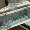 Swimming Line Puppy Double-layer Pencil Case Transparent Love Wind Double-layer Large-capacity Student Stationery Storage Pencil Case