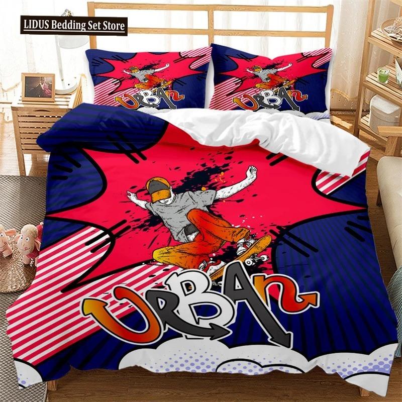 Skateboard Duvet Cover Microfiber Extreme Sports Game Bedding Set Astronaut Spaceman Skateboard Quilt Cover For Boys Teen Boys