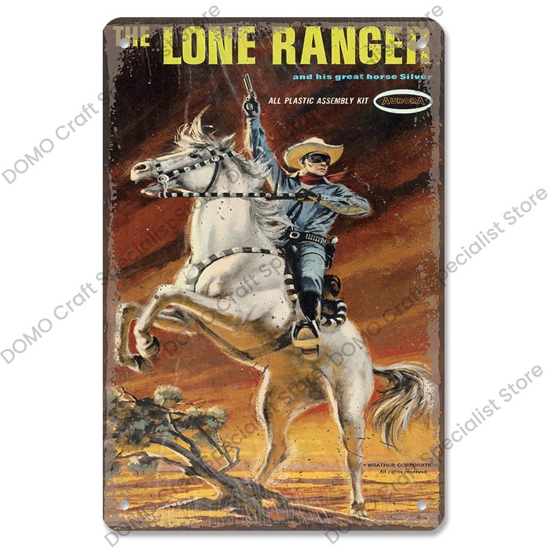Western Cowboys Vintage Poster Metal Tin Signs Lone Ranger Horse Retro Metal Plate Wall Decor for Jockey Club Pub Man Cave